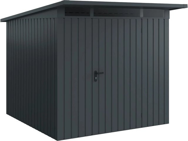 EcoStar Gerätehaus Euroline Pultdach in Anthrazitgrau mit 1-flügliger Tür und Acrylglas-Oberlicht, B: 262 cm, T: 229 cm, H: 204 cm - Bild 1