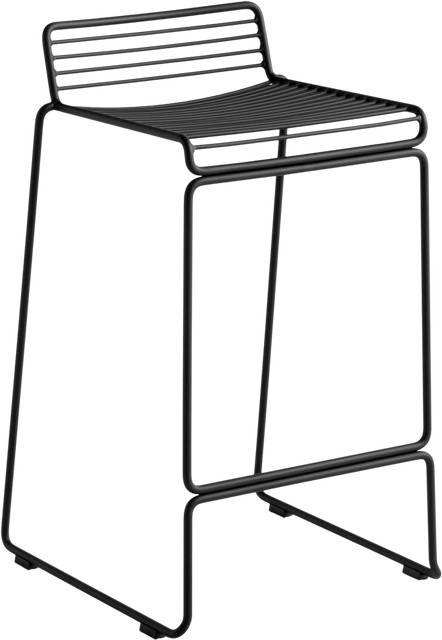 HAY Hee Bar Stool aus pulverbeschichtetem Metalldraht in Schwarz - Bild 1