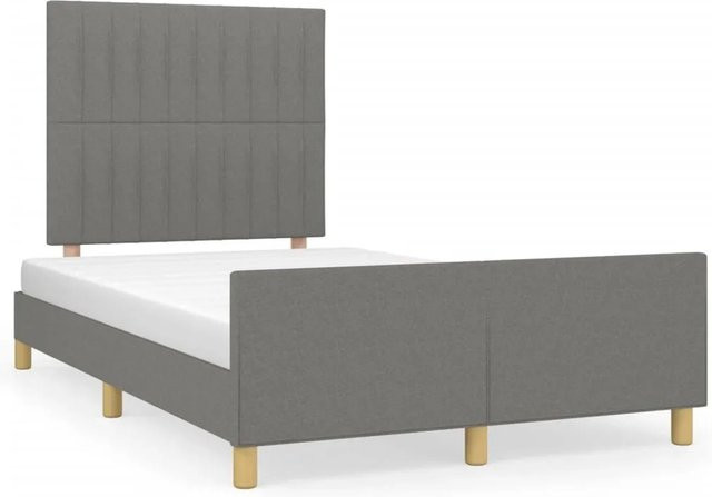 vidaXL Bettgestell mit Kopfteil in Dunkelgrau aus Stoff und Holz B/T/H: 120 x 200 x 126 cm - Bild 1