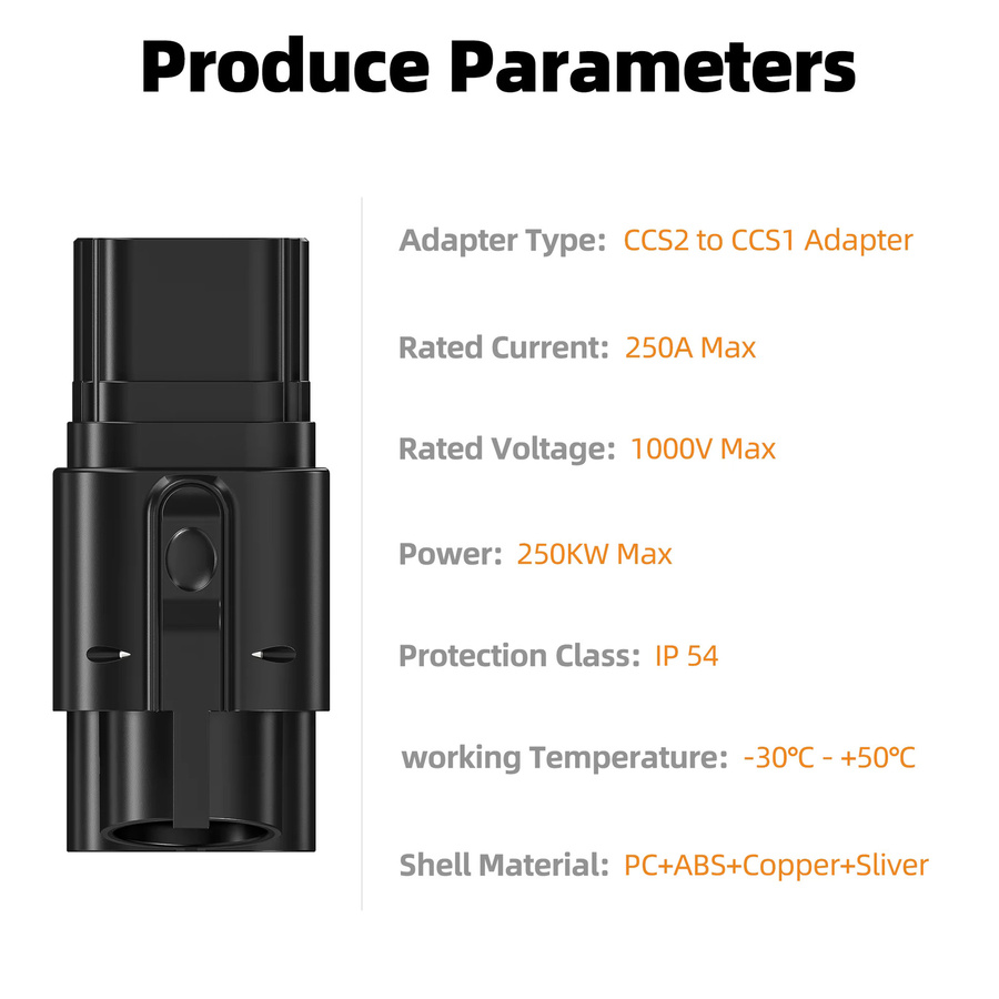 Feyree CCS2 auf CCS1 Adapter für DC Schnellladen von Elektrofahrzeugen in Schwarz - Bild 2