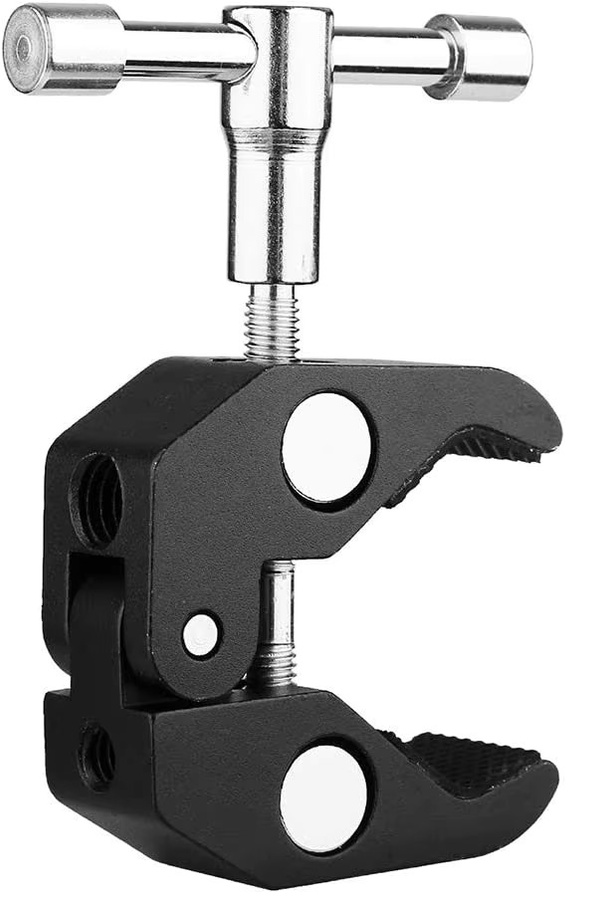 Lousxy Super Klemme mit 360 Grad Mini-Kugelkopf und Schnellspanner als Stativhalterung und Schraubklammer für DSLR-Kameras und GoPro 12 11 in Schwarz - Bild 2