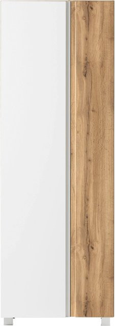 Held Möbel Seitenschrank Ancona modern in matt Weiß-Wotaneiche B: 65 cm, T: 35 cm, H: 180 cm - Bild 1