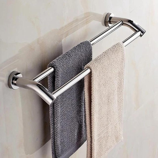 VibeLife Doppel Handtuchhalter aus Edelstahl für die Wandmontage, Farbe: Silber, Breite: 60 cm - Bild 1