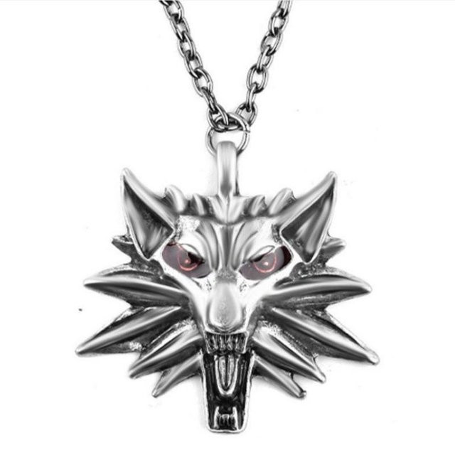 Joyin Anhänger Halskette, Wolf Head, Edelstahl, Weiß, Damen - Bild 1