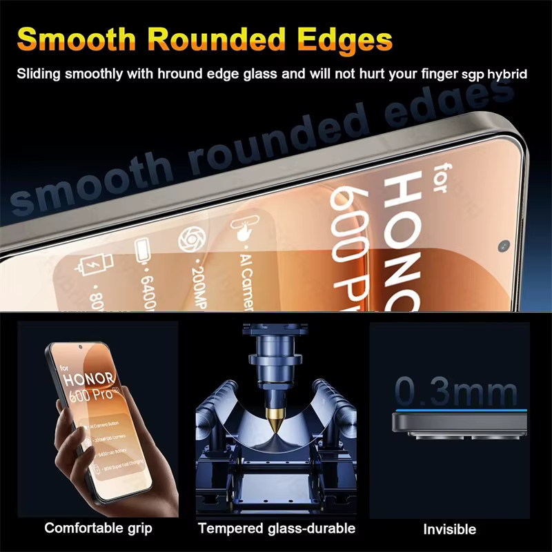3-teiliges Schutzglas Set für Honor 600 Pro 5G, 6,57 Zoll, transparent, kratzfester Displayschutz mit 9H Härtegrad - Bild 5