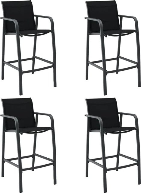 vidaXL Garten-Barstühle 4er Set Schwarz mit Textilene und Armlehnen - Bild 1
