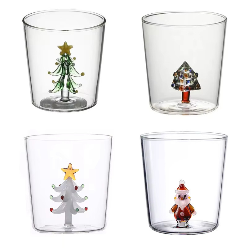 FOME Kreative Glas Tasse mit Weihnachtsbaum Design, Hitzebeständiger Becher für Kaffee, Milch oder Tee, Transparent/Grün - Bild 6