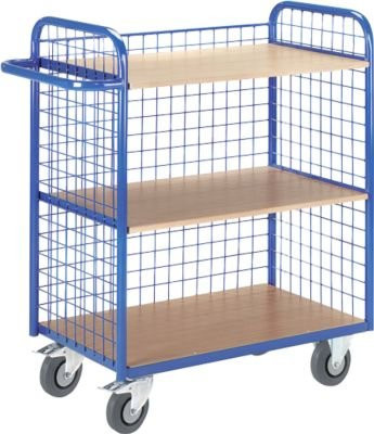 Rollcart Transportsysteme Etagenwagen mit 3-seitigen Gitterwänden in Enzianblau RAL 5010 bis 35 kg - Bild 1