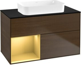 V&B Waschtischunterschrank Finion in Walnuss Furnier, Breite: 100 cm, Tiefe: 60,3 cm - Bild 1