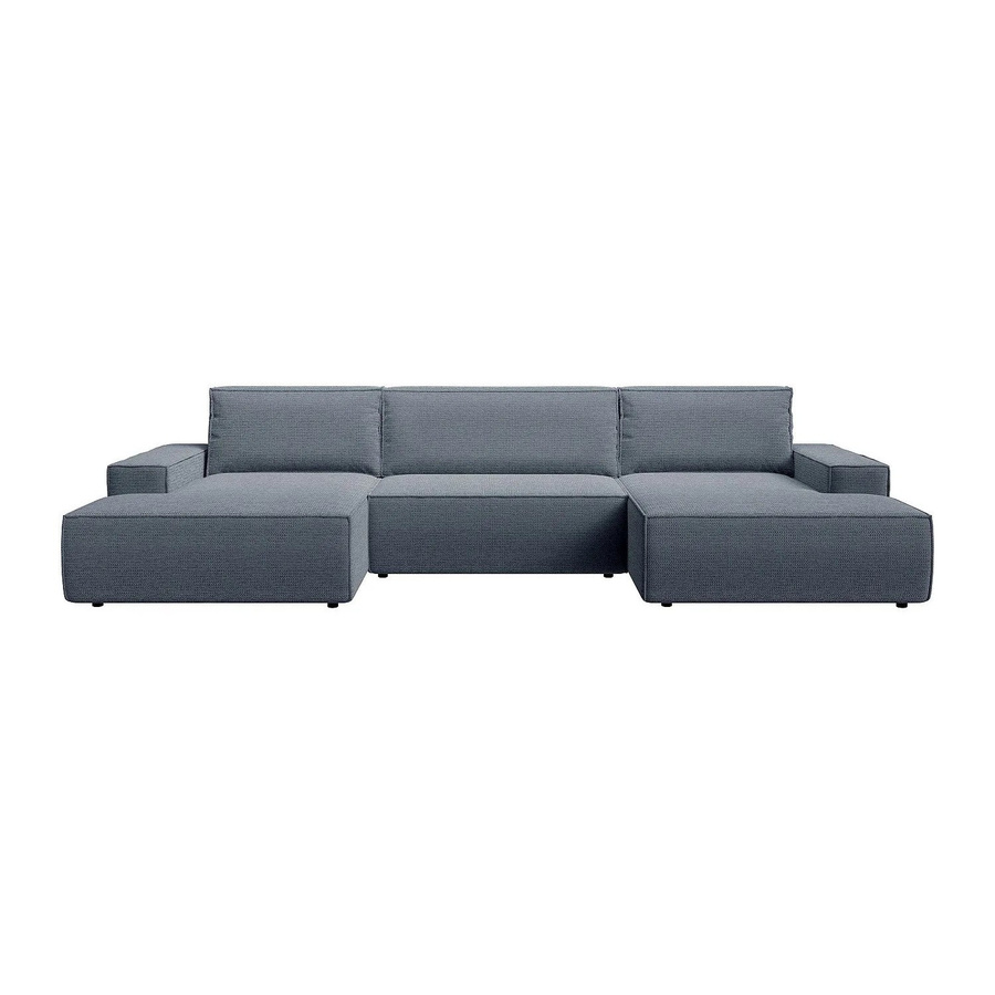 Vente-unique Schlafsofa Amelia in Blau mit Strukturstoff und Armlehnen - Bild 2