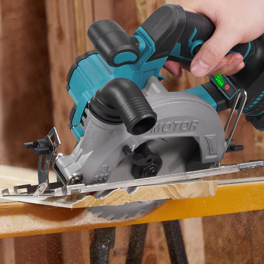 YOFIDRA Bürstenlose elektrische Kreissäge Blau, handgeführte Multifunktions-Elektrosäge für Makita 21V Akku, Durchmesser: 150 mm - Bild 5
