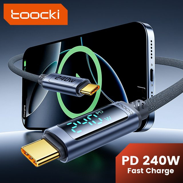 Toocki USB C auf USB C Kabel mit Display 240 W PD 3.1 Schnellladungskabel für iPhone 15 16 Samsung S23 und MacBook - Bild 1