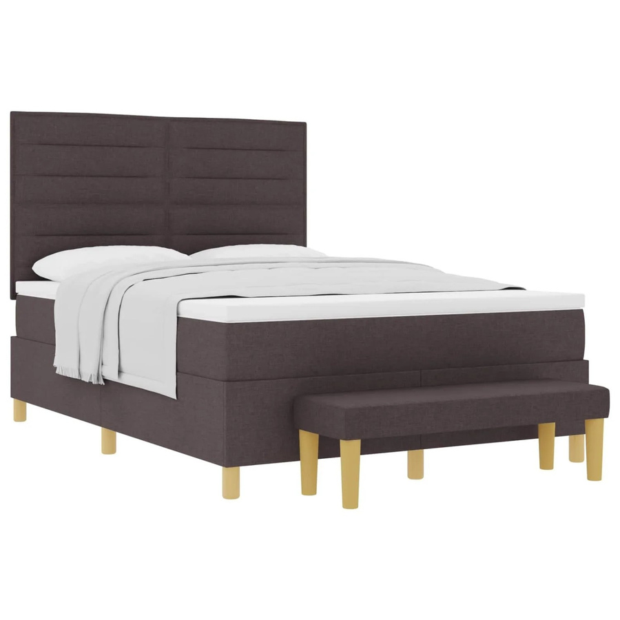 vidaXL Boxspringbett mit Matratze in Braun, B/T/H: 140 x 200 x 128 cm - Bild 2