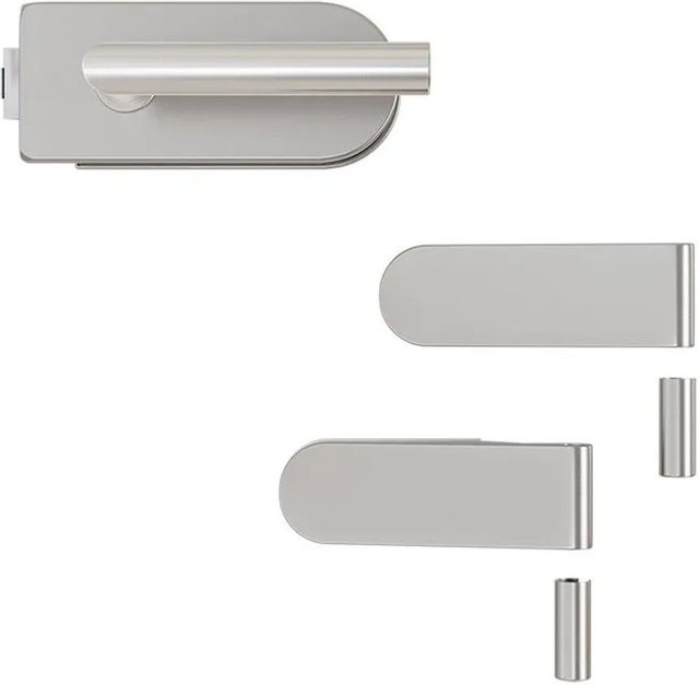Hansaglas Glastürbeschlag Studio Glastür Beschlag-Set aus Edelstahl in Silber, unverschließbar und gerundet - Bild 1