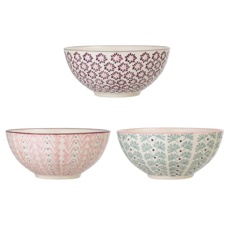 Bloomingville Schalenset Maya aus Steingut, 3er-Set, Multicolor - Bild 1