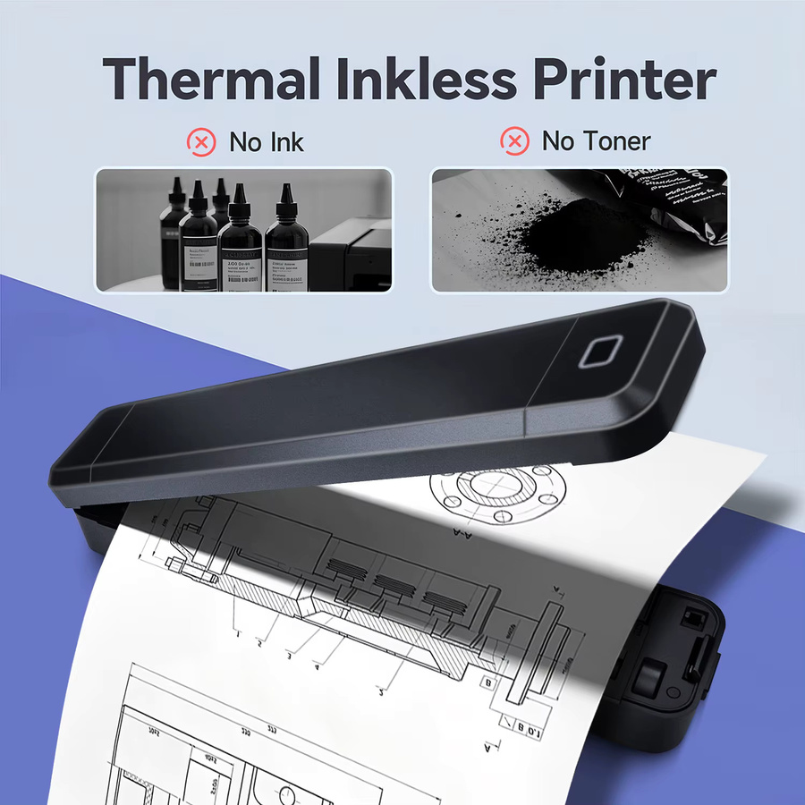 Marklife X8 Mini A4 Thermodrucker Bluetooth Schwarz Tintenloser Drucker für Fotos und PDF Dokumente - Bild 6