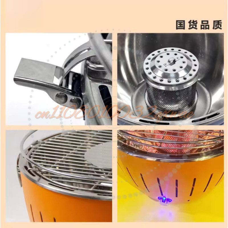 Lotusgrill Tragbarer Holzkohlegrill mit Innenventilator aus Edelstahl in Blau oder Orange - Bild 2