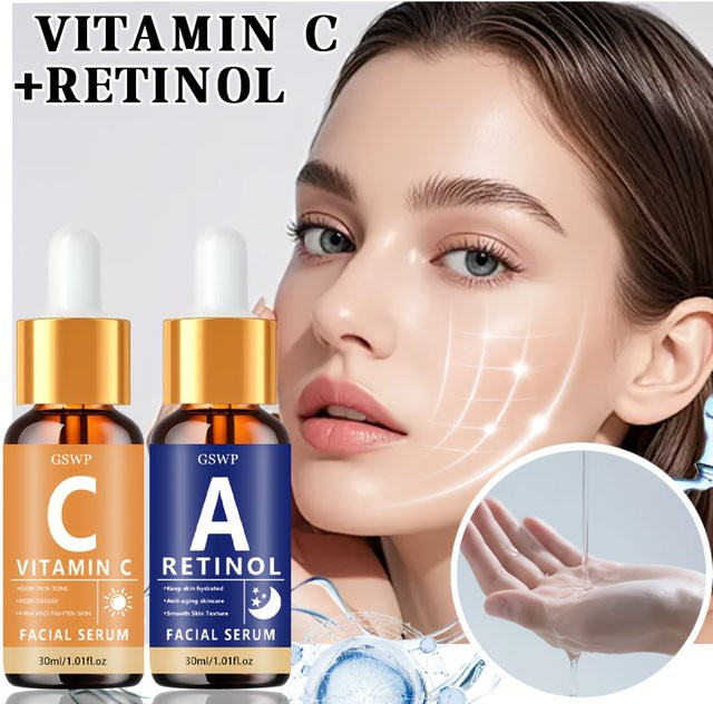 GSWP Vitamin C und Retinol Serum Set, 60ml/120ml, für trockene Haut - Bild 1