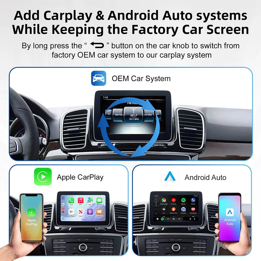 AUTOABC Wireless CarPlay und Android Auto Adapter für Mercedes Benz C-Klasse GLC W205 V-Klasse W447 NTG5.0 5.1 System in Silber - Bild 4