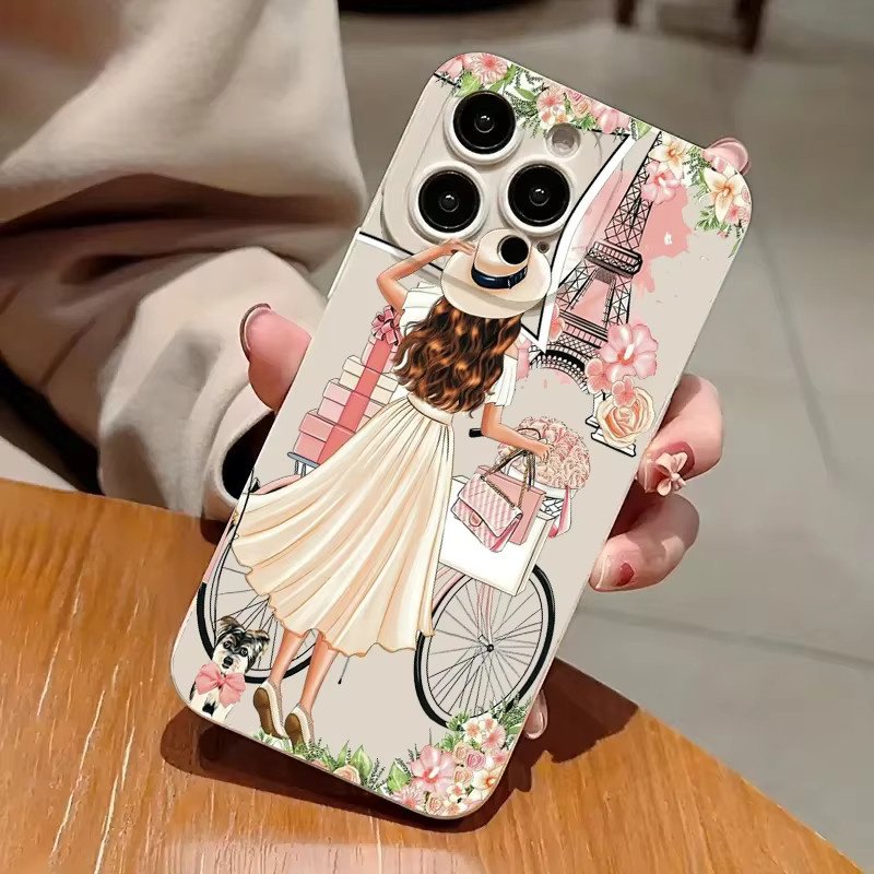 Apple iPhone Handyhülle mit Blumenmädchen-Muster aus weichem TPU-Silikon, Multicolor - Bild 3