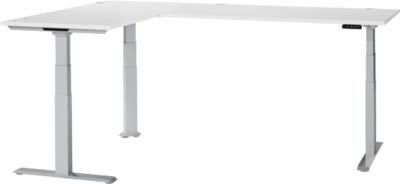 Schäfer Shop Genius Winkelschreibtisch Modena Flex, elektrisch höhenverstellbarer Eckschreibtisch, Farbe: Weiß/Weißaluminium, B/T: 200 x 200 cm - Bild 1