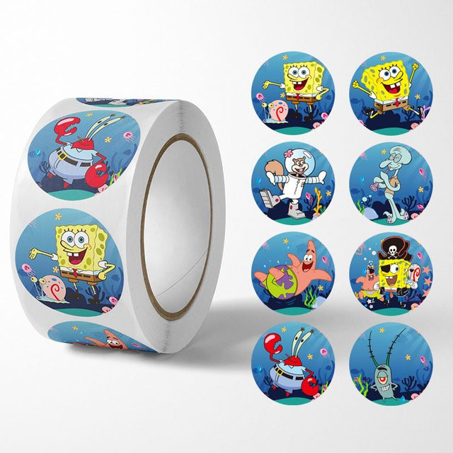 SEMBO BLOCK Cartoon SpongeBob Schwammkopf und Patrick Star Aufkleber Set, 500 Stück, Mehrfarbig - Bild 1