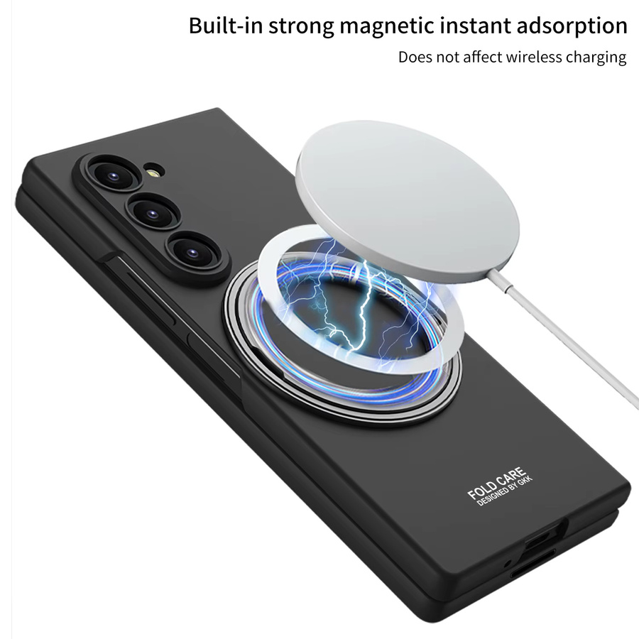 Magnetische Schutzhülle für Samsung Galaxy Z Fold 7 und Z Fold 6 mit rotierender Halterung und gehärtetem Film in Grau - Bild 5