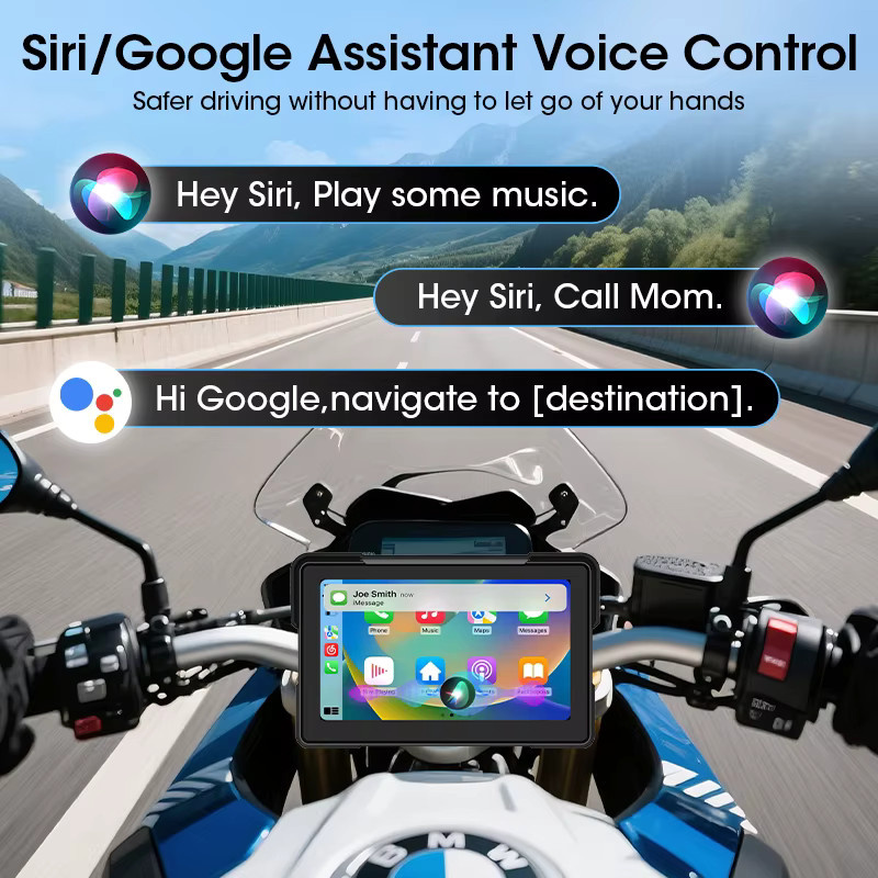 Srnubi Motorrad CarPlay und Android Auto Navigation mit GPS und Bluetooth, 7 Zoll Digital Dashboard für BMW R1200GS, R1250GS und S1000XR, Schwarz - Bild 6