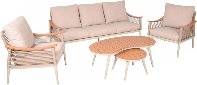 Garden Pleasure Lounge-Gruppe Tulum 5-teilig in Sandbeige aus Aluminium und Polywood - Bild 1