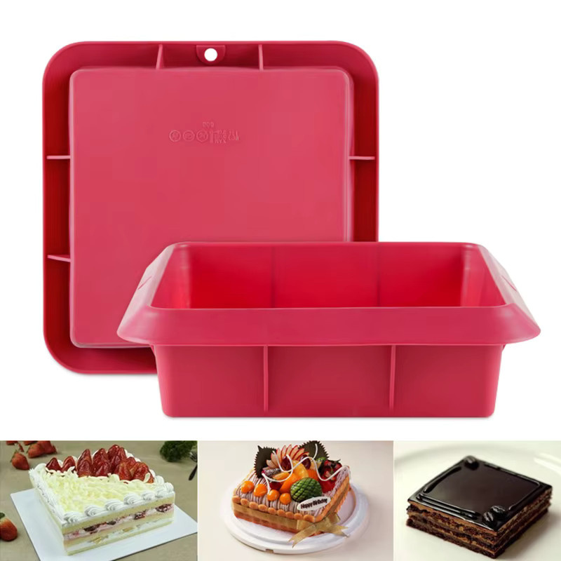 Fuleier Silikon Backform für Mousse und Dessert, quadratisch, rot - Bild 3