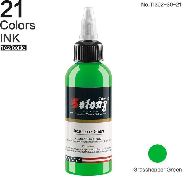 Solong Tattoo LLC Tattoo-Tinte, Grasshopper Green, 30 ml - Bild 1