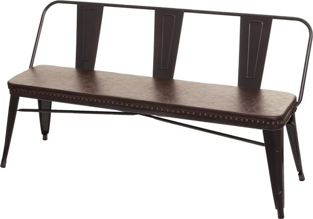 3er Sitzbank MCW-H10 im Chesterfield Industrie-Design aus Kunstleder, schwarz-braun, B/T/H: 153 x 56 x 80 cm - Bild 1