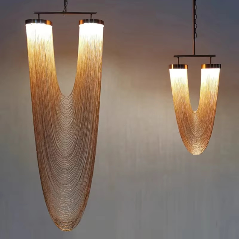KFKF Boho Kronleuchter aus Metall mit Quasten in Rose Gold für Wohnzimmer und Treppenhaus - Bild 3