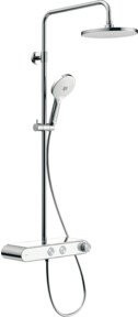Duravit Duschsystem Shelf 1050 mit AP-Brausethermostat, Handbrause und Regendusche, Weiß/Silber - Bild 1