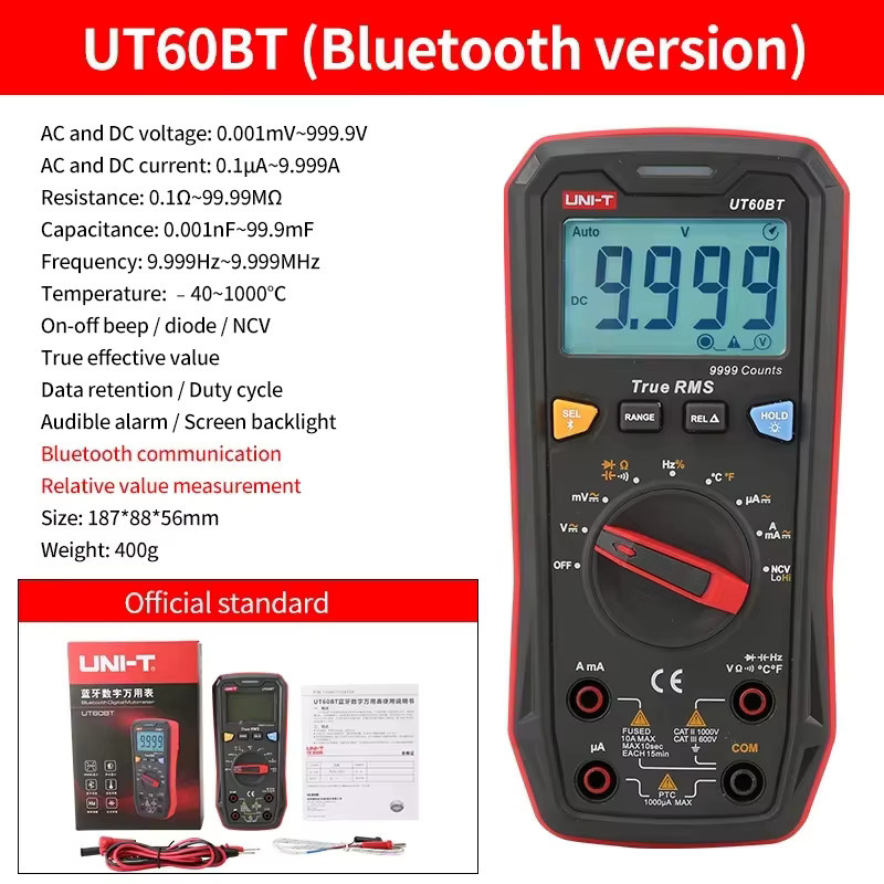 UNI-T Digital Multimeter als AC DC Amperemeter und Spannungsprüfer in Rot - Bild 3