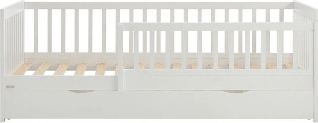 Vente-unique Bettrahmen Proviati in Weiß mit Schubladen aus Kiefer und MDF, B/T/H: 80–90 x 190/200 cm - Bild 1
