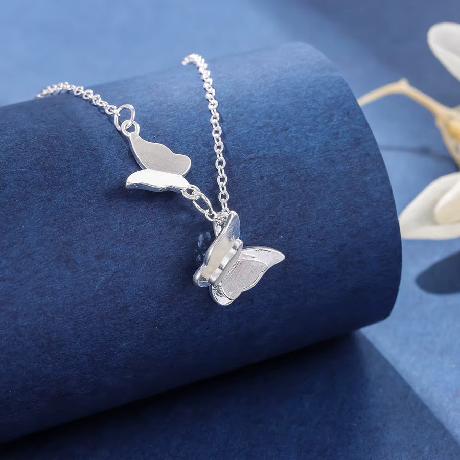 GaGa-Duck Halskette 925 Silber, Doppel Schmetterling, Damen - Bild 2