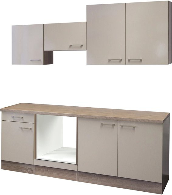 Flex-Well Exclusiv Küchenzeile Orlando Kaschmir Glanz und Sonoma Eiche, Breite: 210 cm, Höhe: 86 cm, Tiefe: 60 cm - Bild 1