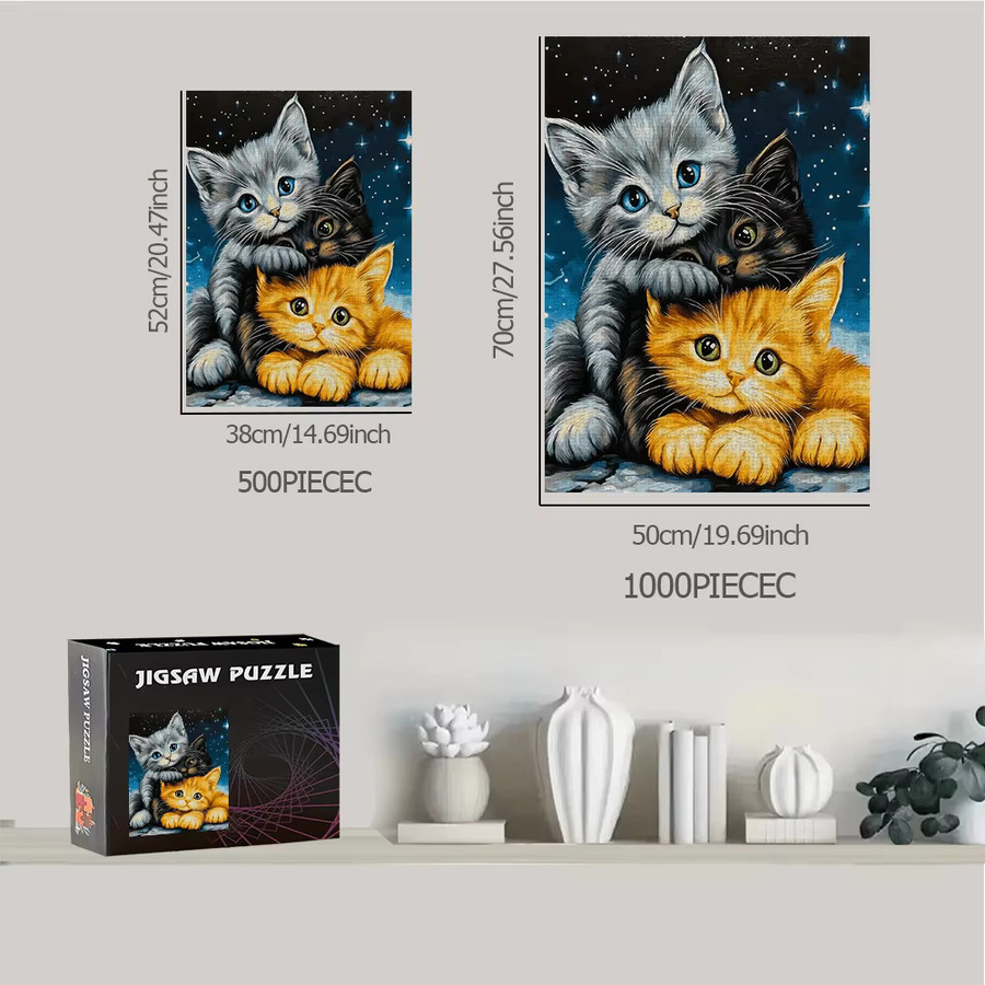 AZNM Kätzchen- und Sternennacht-Puzzle, Tiere, Bunt / Mehrfarbig - Bild 4