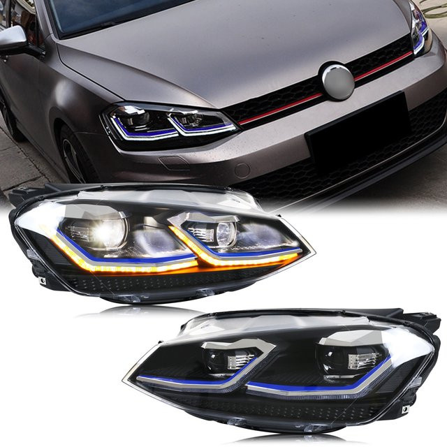 LED-Scheinwerfer Frontleuchten-Set für Volkswagen VW Golf 7 MK VII 2013-2017 TSI TDI in Schwarz mit E-Markung, Paar - Bild 1