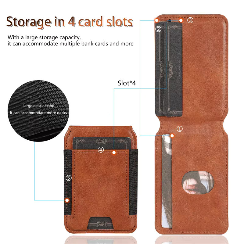 Magnetische Lederhülle für Samsung Galaxy Z Fold 7 6 5 4 3 mit Scharnierschutz, Bildschirmschutzfolie und Kartenhalter für MagSafe in Grün oder Braun - Bild 4