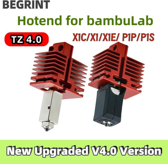 Bambu Lab Upgrade Hotend TZ 4.0 mit gehärteter Düse für P1P, P1S, X1C, X1 und X1E 3D-Drucker in Rot - Bild 1