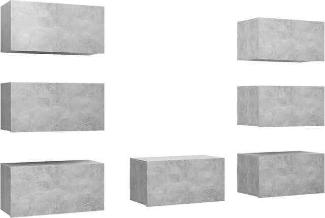 Set aus 7 vidaXL TV-Schränken aus Holzwerkstoff in Betongrau, B/T/H: 30,5 x 30,0 x 60,0 cm - Bild 1