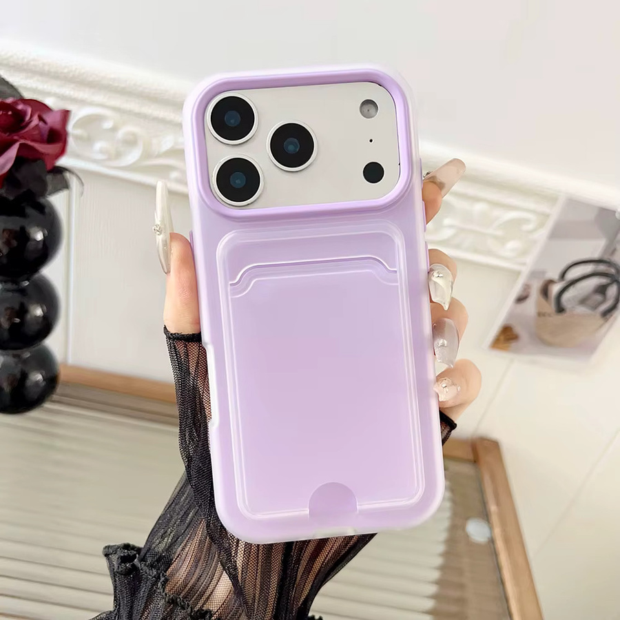 Stoßfeste Silikon-Handyhülle von KASONPAI in Pink für iPhone 11 bis iPhone 17 Pro Max mit Kartenfach und Taschenabdeckung - Bild 1