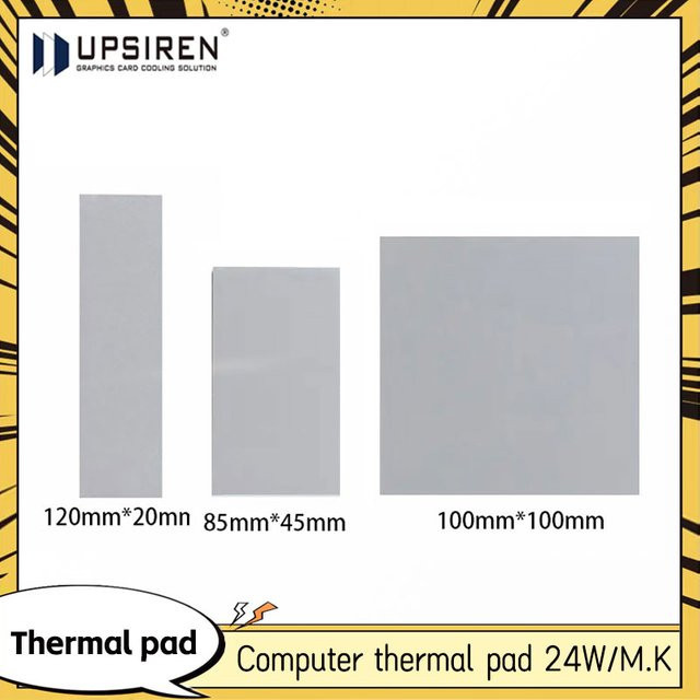 UPSIREN Wärmeableitungs-Gummidichtung aus Silikon in Grau für Laptop, CPU und Grafikkarte, B/H: 85 x 20 mm, 45/100 x 100/120 mm - Bild 1