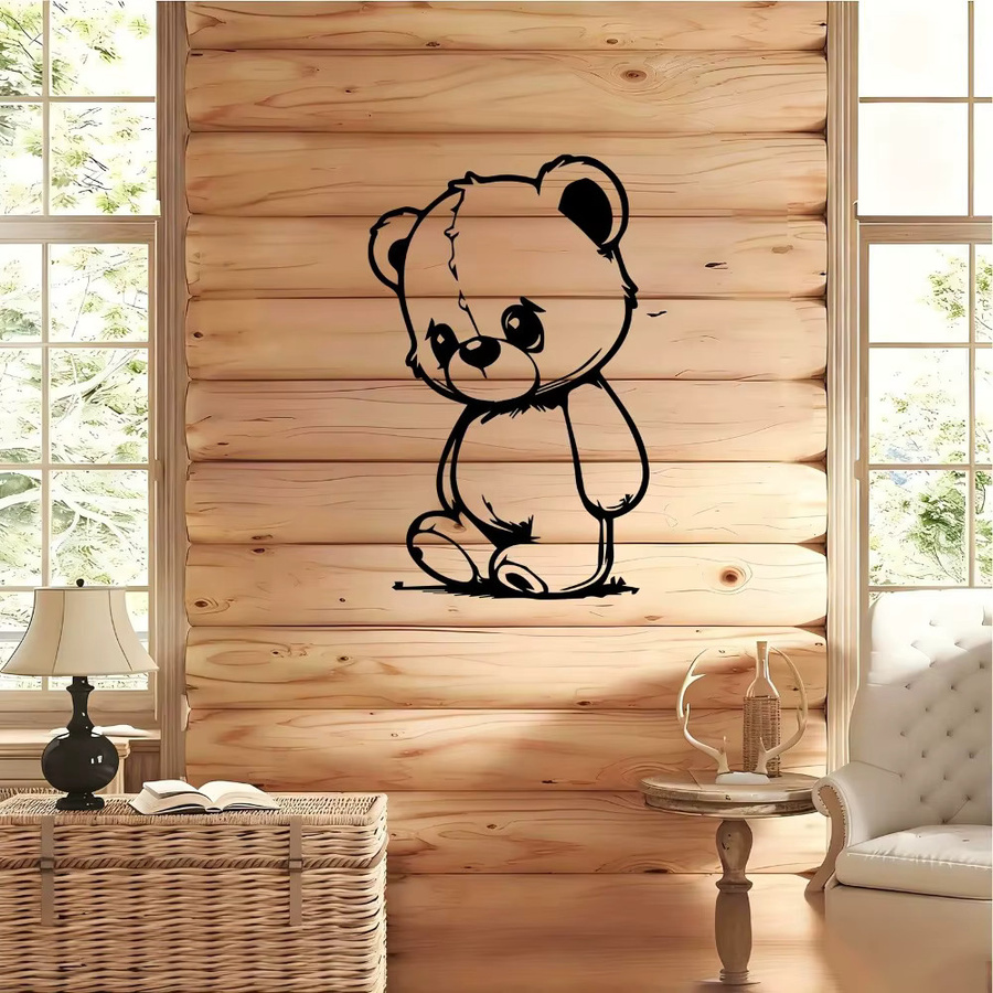 CIFBUY Teddybär-Statue aus Metall als Wanddekoration und Tischskulptur in Schwarz-Weiß - Bild 2
