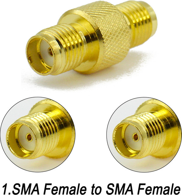 MEYNOOE SMA-Buchse auf SMA-Buchse RF-Adapter, gerader Koaxialkonverter aus Messing in Gold für WLAN und Radio-Antennen - Bild 1