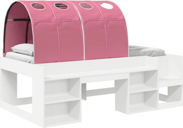 vidaXL Bettgestell mit Tunnel für Kinder in Weiß und Rosa aus Holzwerkstoff, B/T/H: 90 x 190 x 118,5 cm - Bild 1