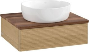 V&B Waschtischunterschrank Antao mit Frontstruktur in Honey Oak, B/T/H: 60 x 50 x 19 cm - Bild 1