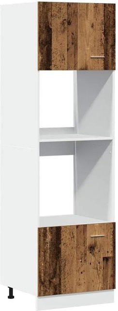vidaXL Mikrowellenschrank Lyon in Altholz-Optik, Küchenschrank aus Holzwerkstoff, B/T/H: 60 x 57 x 207 cm - Bild 1